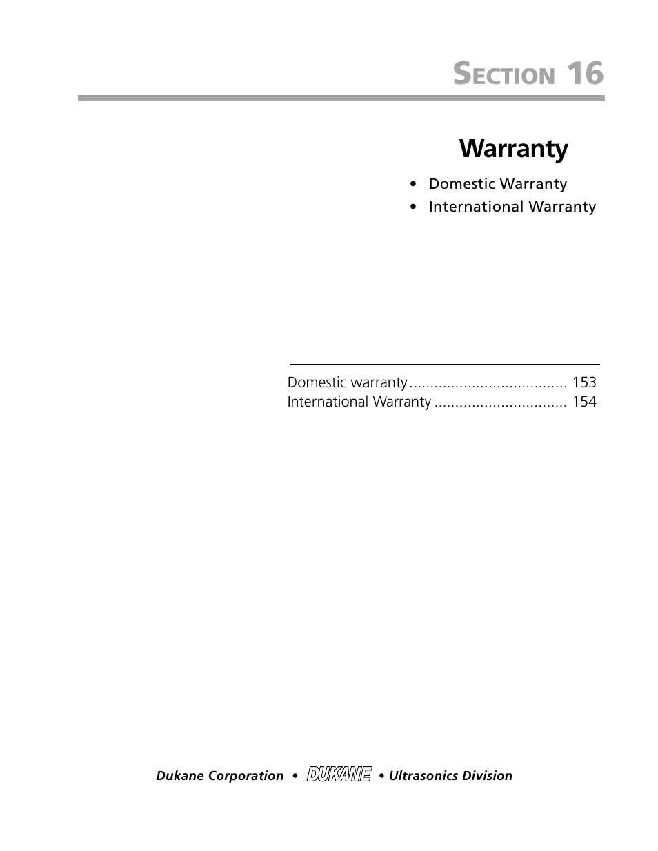 Warranty, Ection | Dukane DPC II Plus 9001:2000 User Manual | Page 161 / 190