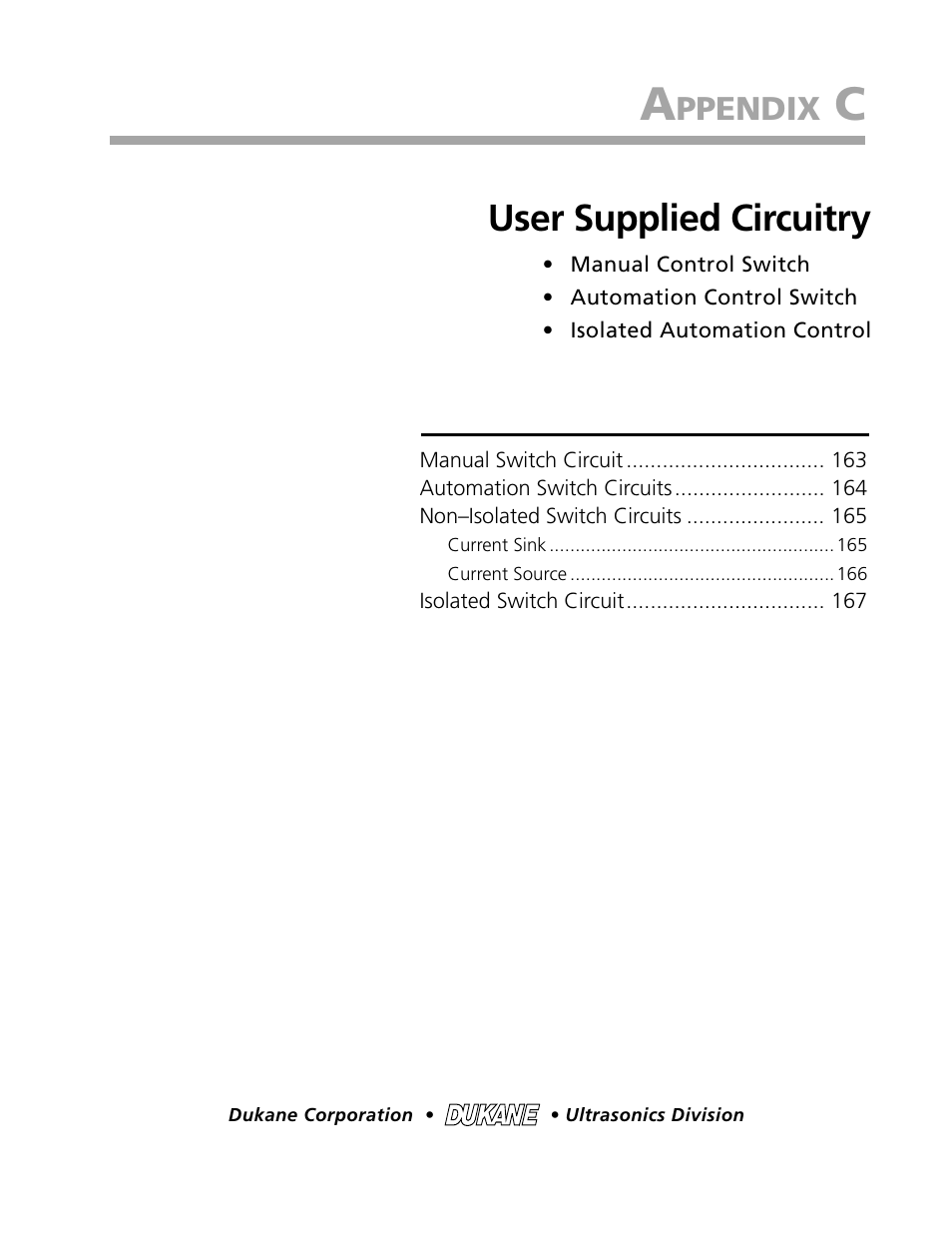 User supplied circuitry, Ppendix | Dukane DPC II Plus 9001:2000 User Manual | Page 171 / 190