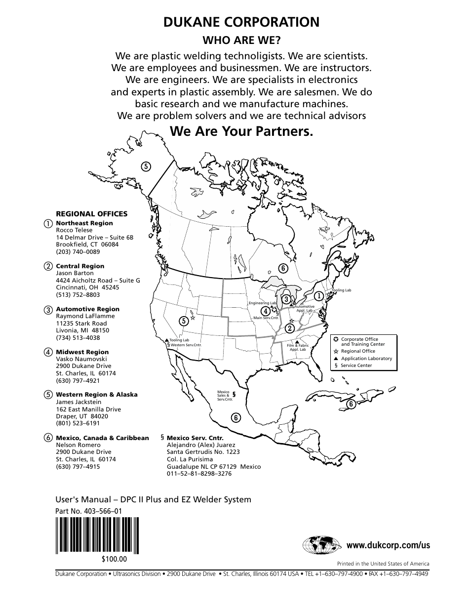 Dukane corporation, We are your partners, Who are we | Dukane DPC II Plus 9001:2000 User Manual | Page 190 / 190