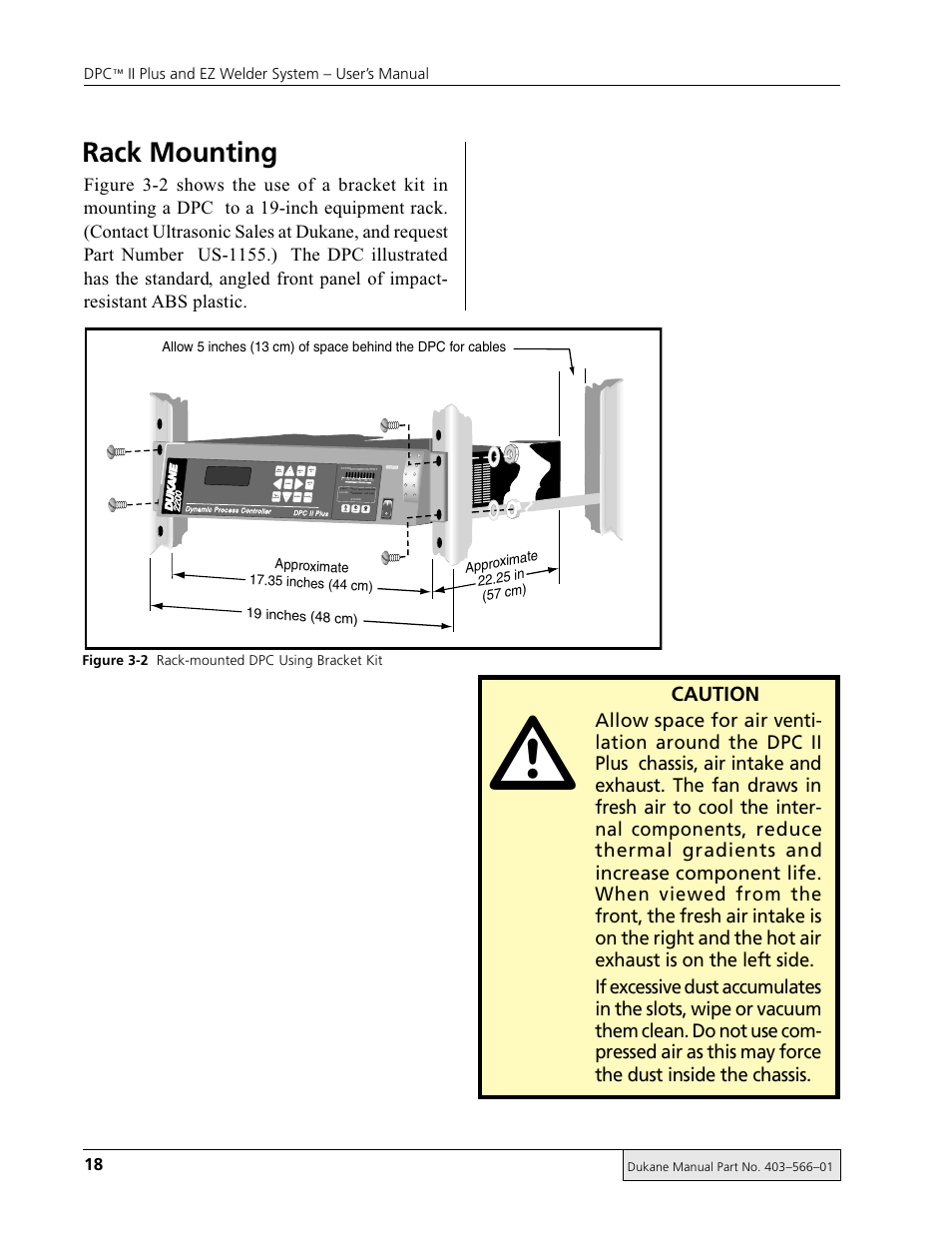 Rack mounting, Caution | Dukane DPC II Plus 9001:2000 User Manual | Page 28 / 190