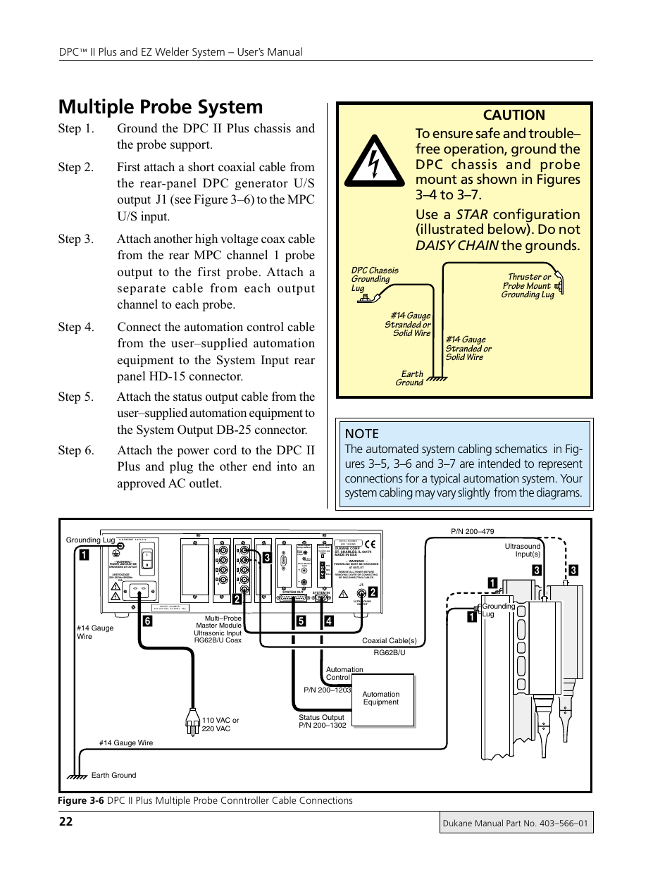 Multiple probe system, Caution, Ii plus and ez welder system – user’s manual | Dukane DPC II Plus 9001:2000 User Manual | Page 32 / 190