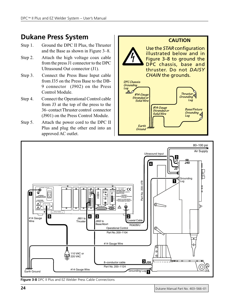 Dukane press system, Caution, Ii plus and ez welder system – user’s manual Ꮨ Ꮨ ƽ | Dukane DPC II Plus 9001:2000 User Manual | Page 34 / 190