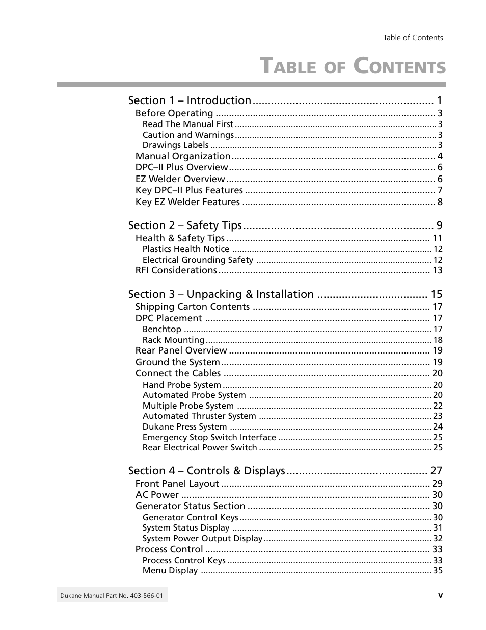 Able, Ontents | Dukane DPC II Plus 9001:2000 User Manual | Page 5 / 190