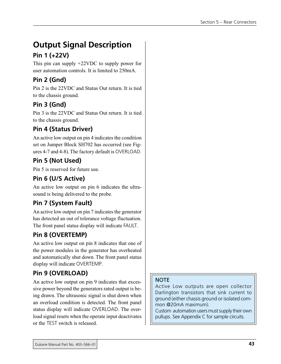 Output signal description | Dukane DPC II Plus 9001:2000 User Manual | Page 53 / 190