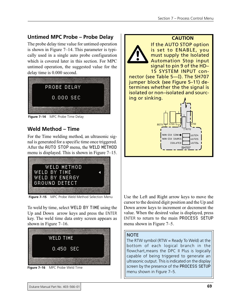 Auto stop, Weld method, Weld by time | Process setup | Dukane DPC II Plus 9001:2000 User Manual | Page 79 / 190