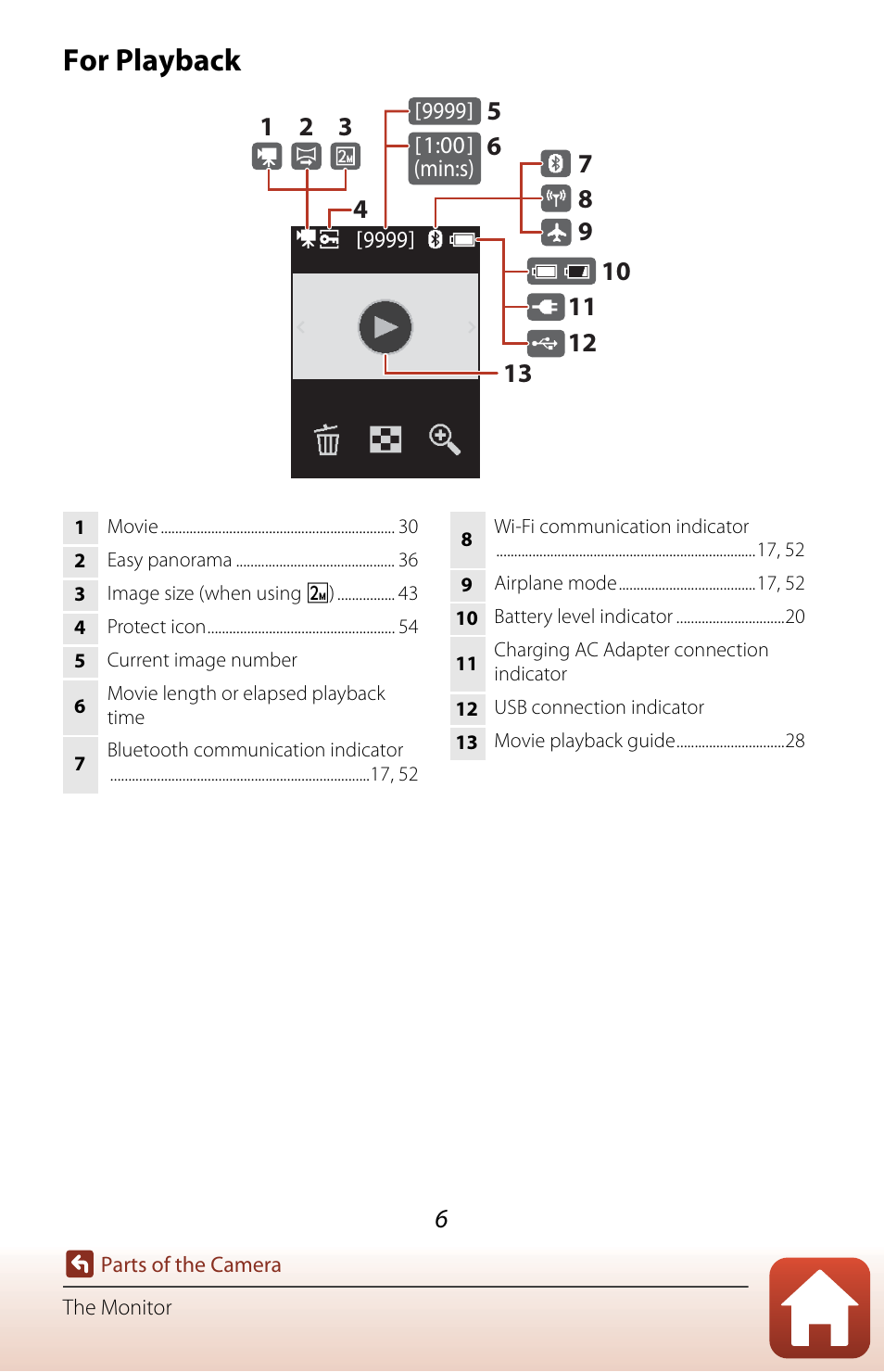 For playback | Nikon KeyMission 80 User Manual | Page 22 / 104