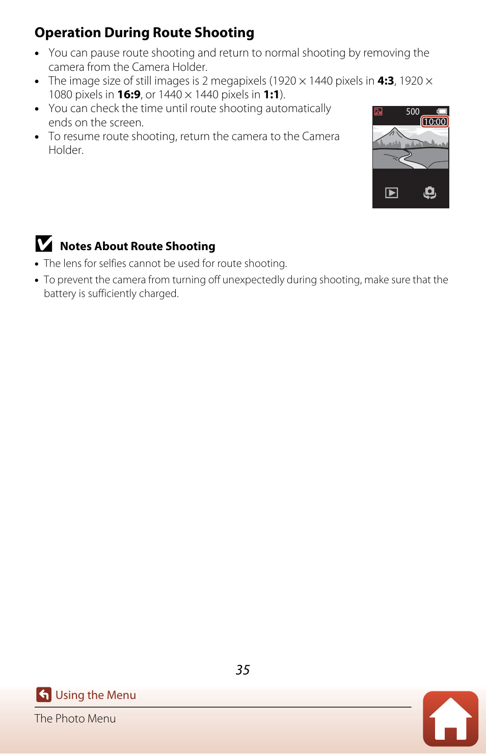 Operation during route shooting | Nikon KeyMission 80 User Manual | Page 51 / 104
