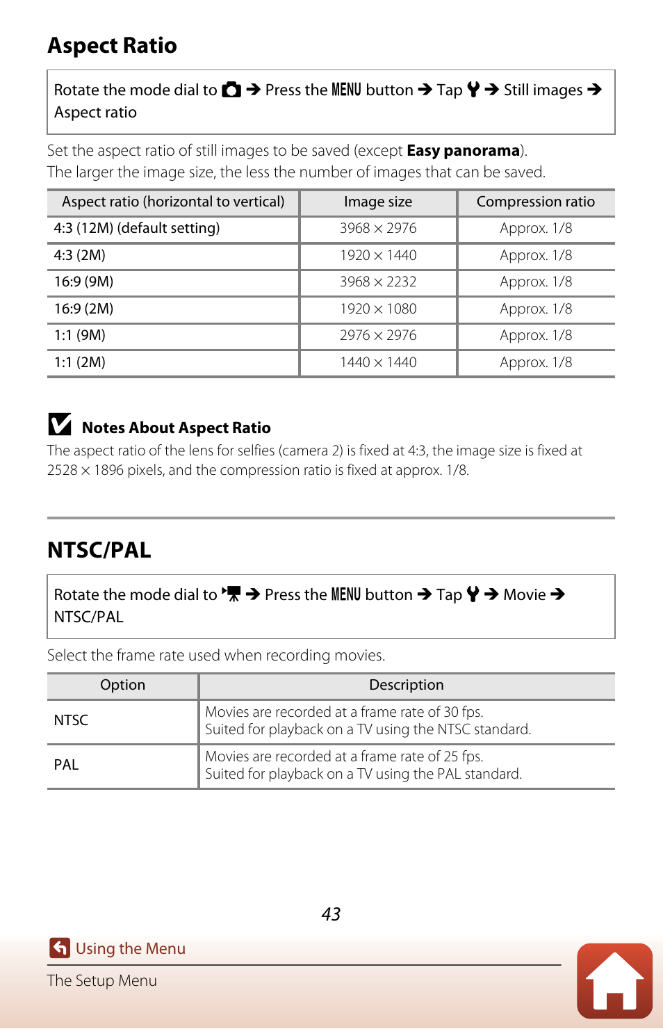 Aspect ratio, Ntsc/pal | Nikon KeyMission 80 User Manual | Page 59 / 104