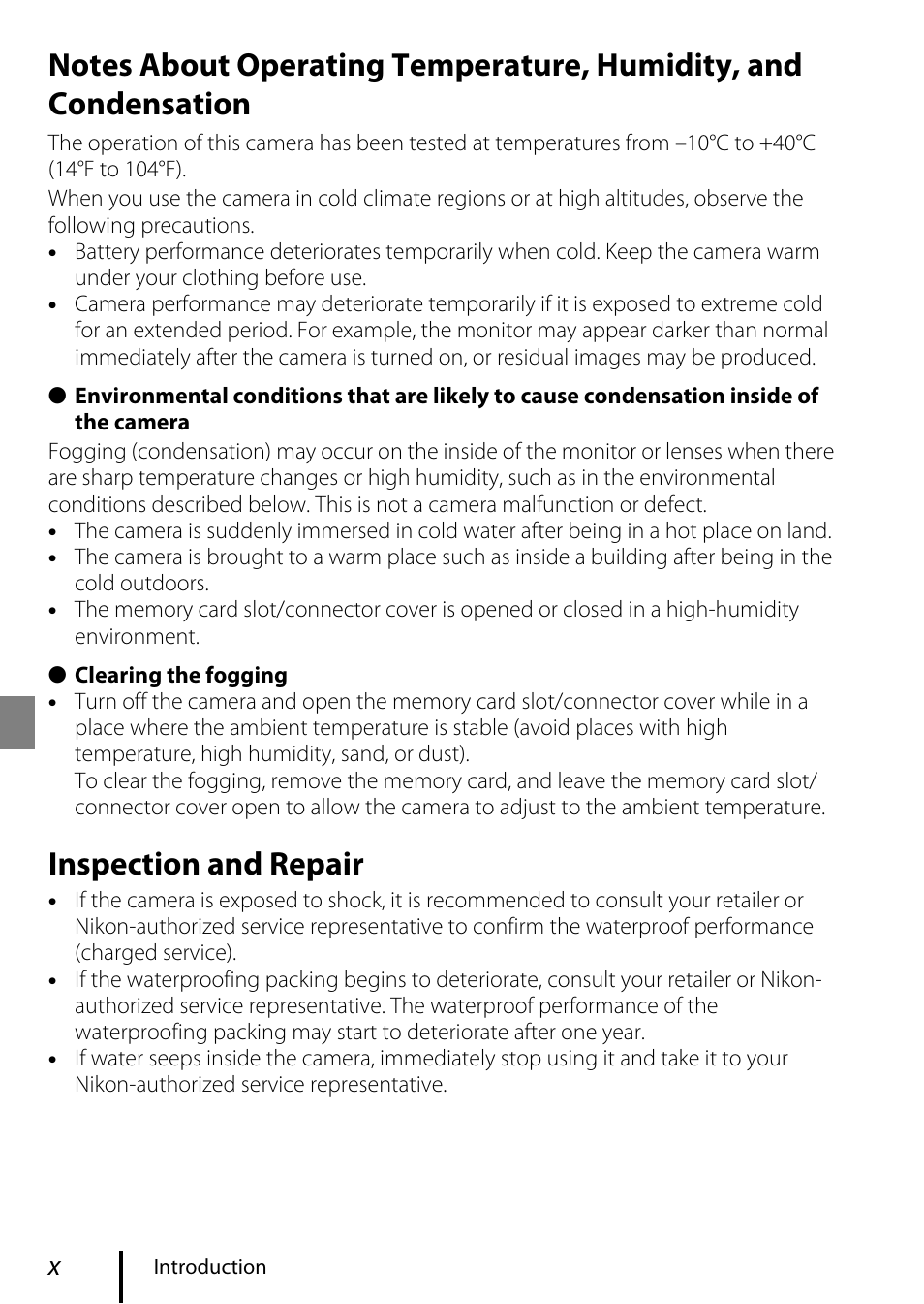 Inspection and repair | Nikon KeyMission 80 User Manual | Page 10 / 48