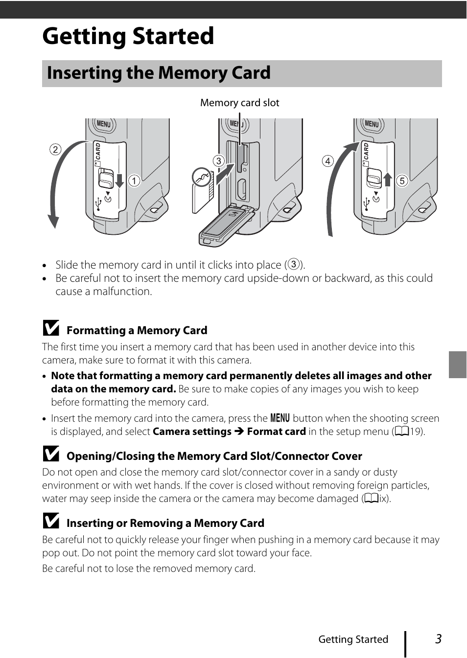 Getting started | Nikon KeyMission 80 User Manual | Page 13 / 48