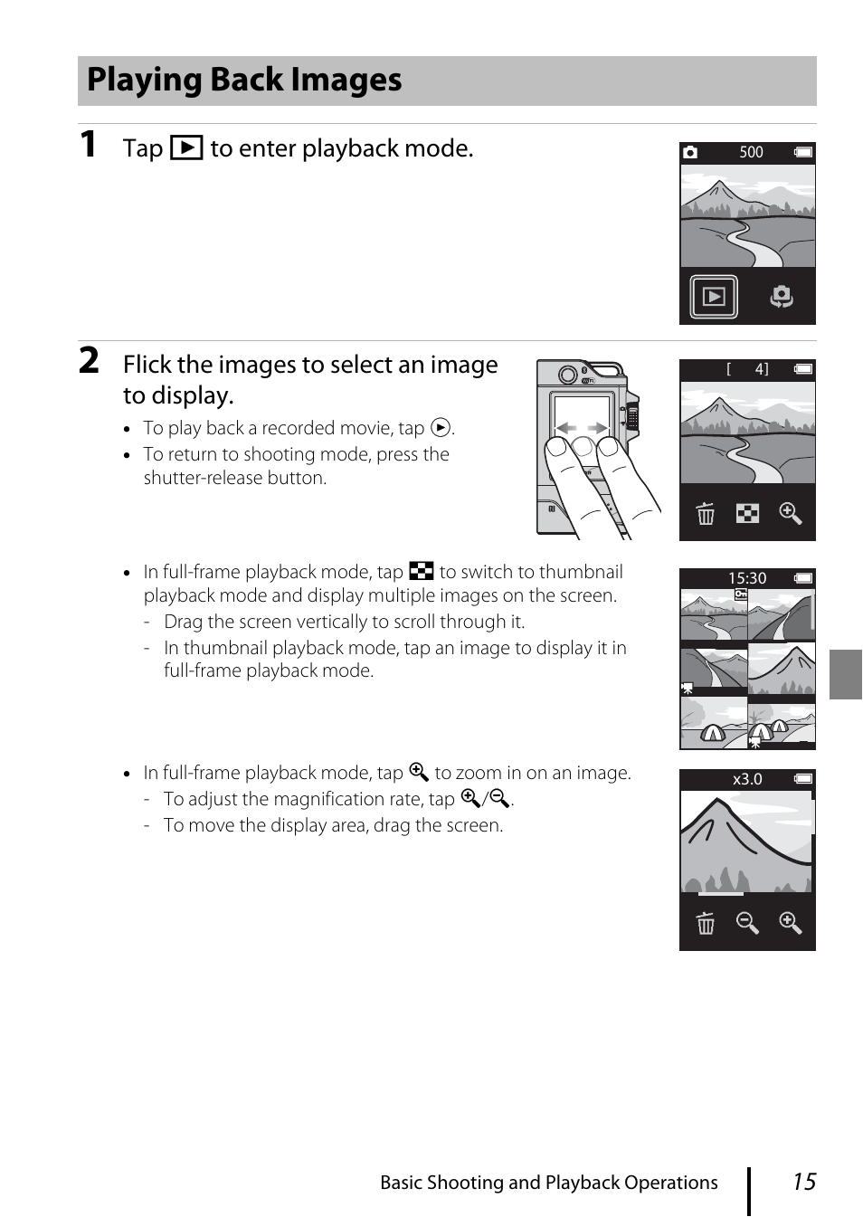 Playing back images | Nikon KeyMission 80 User Manual | Page 25 / 48