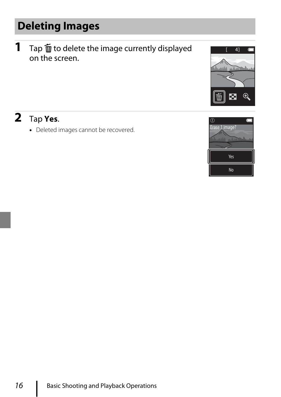 Deleting images | Nikon KeyMission 80 User Manual | Page 26 / 48