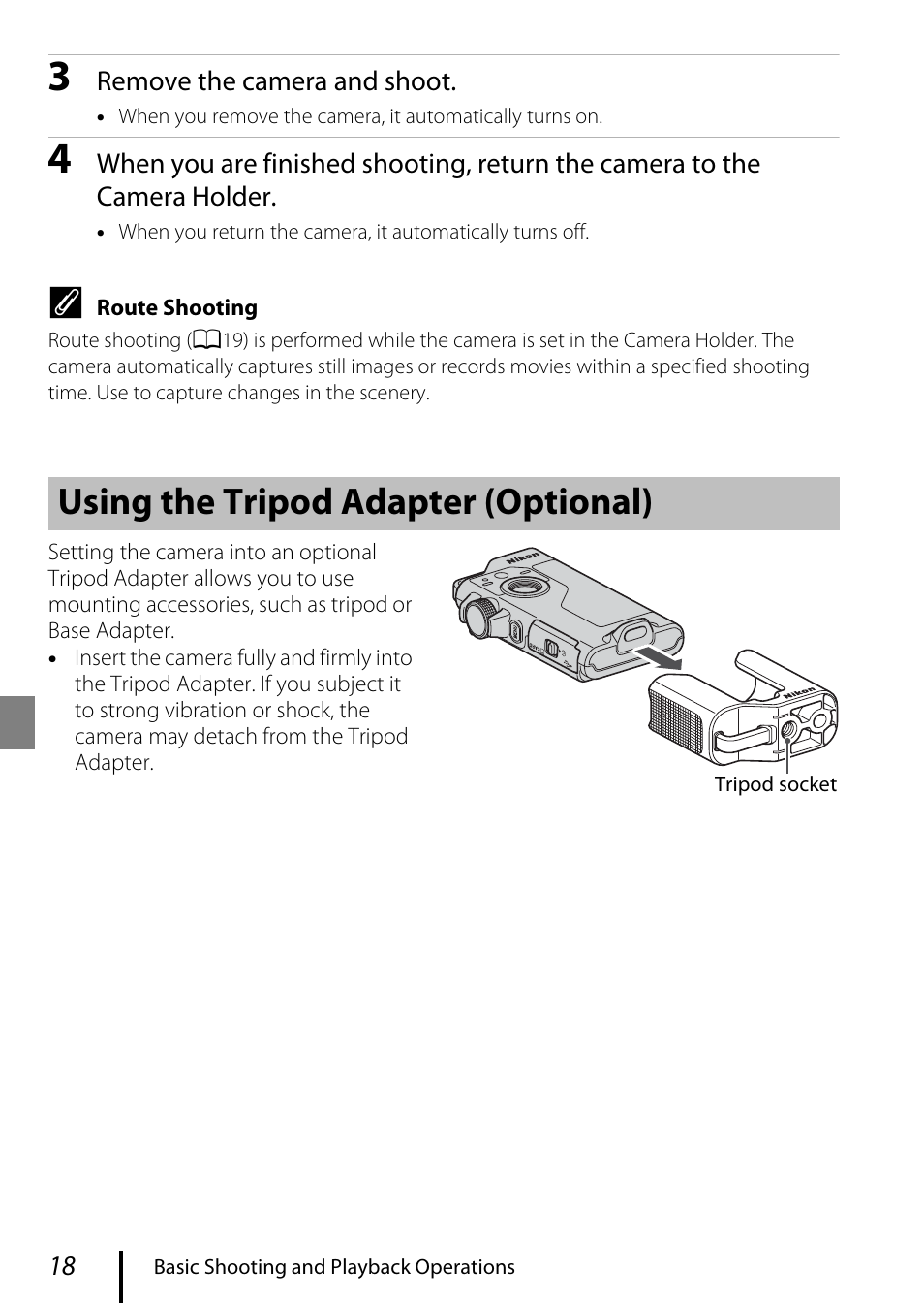 Using the tripod adapter (optional) | Nikon KeyMission 80 User Manual | Page 28 / 48
