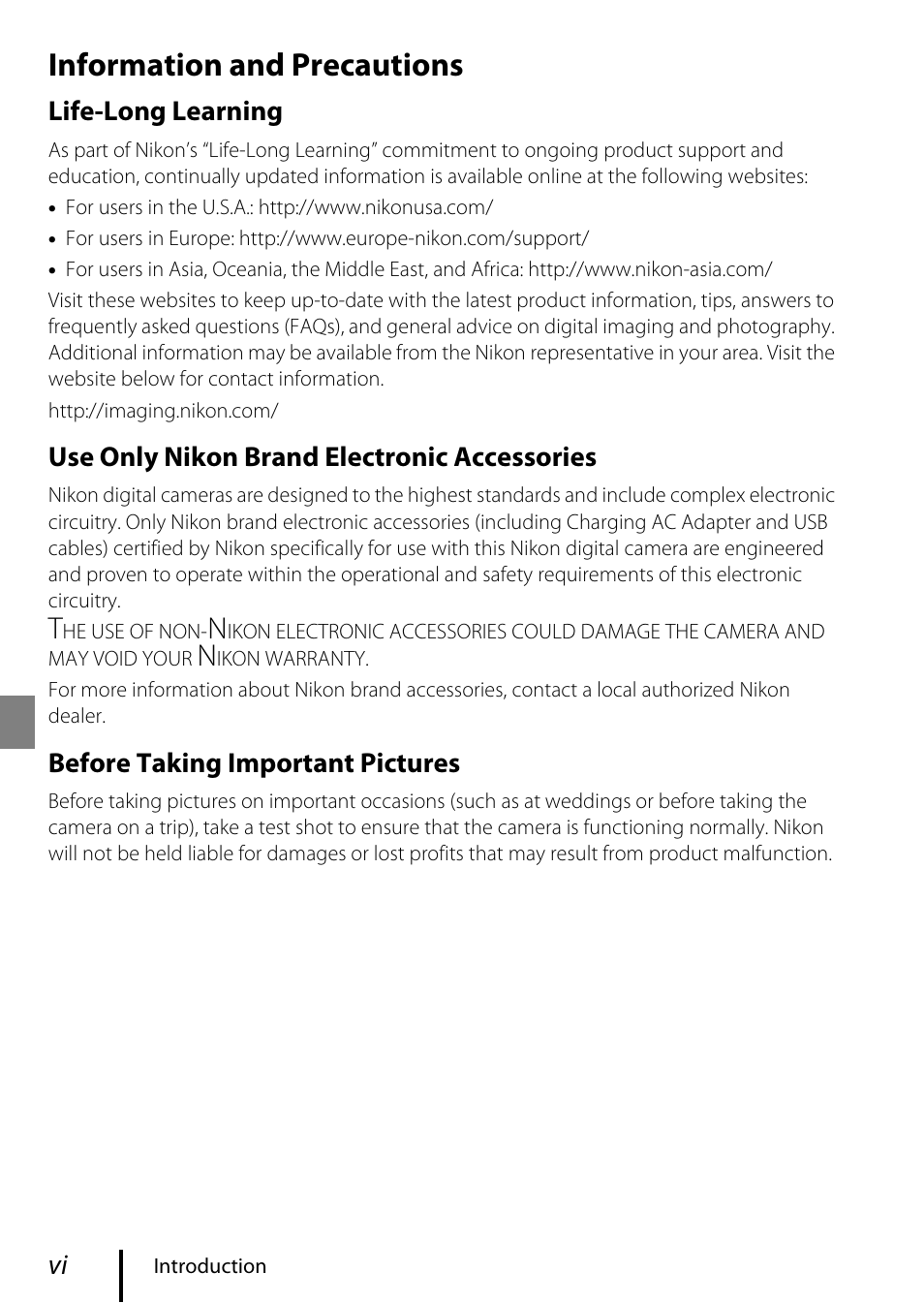 Information and precautions | Nikon KeyMission 80 User Manual | Page 6 / 48