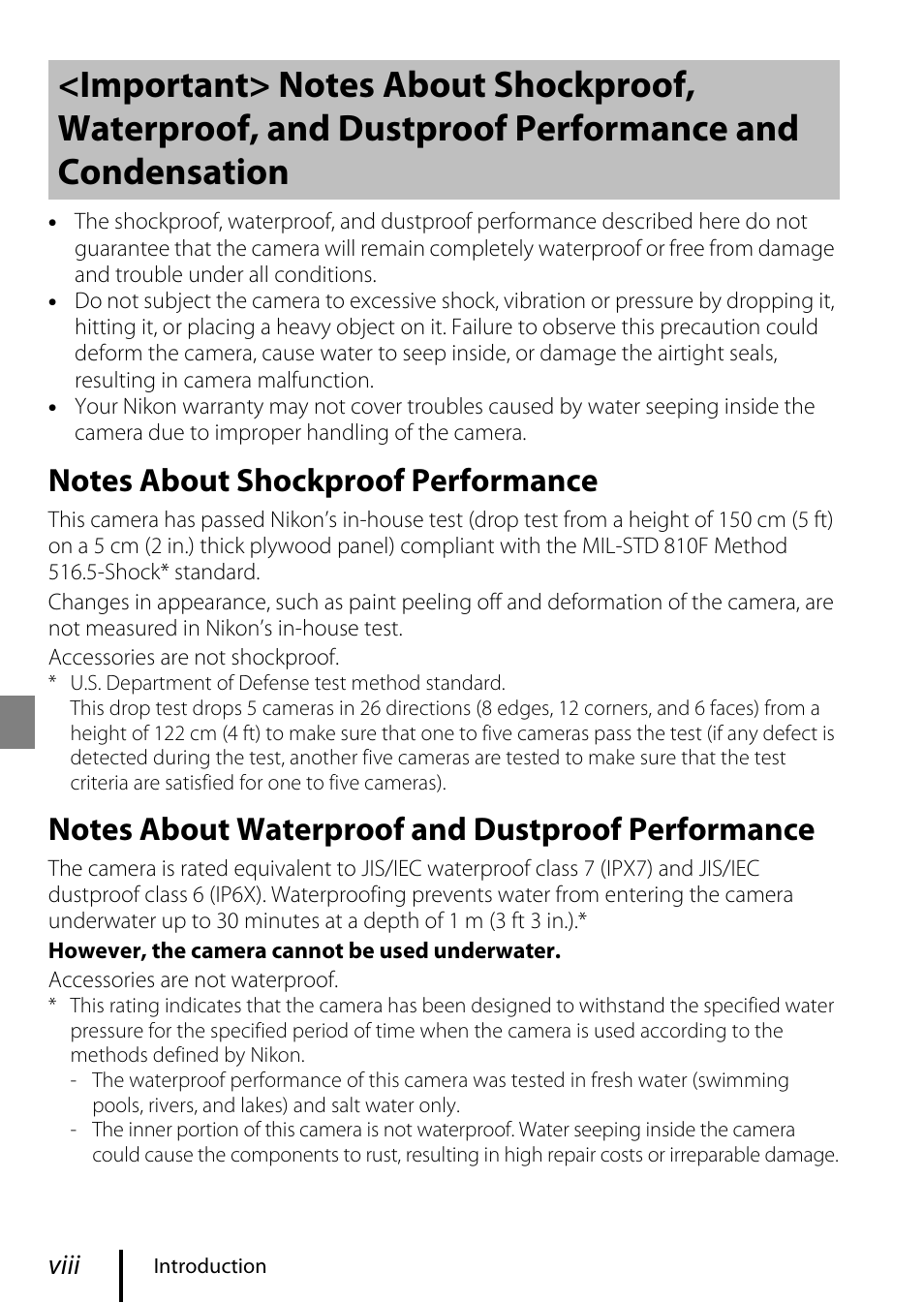 Viii), and, Viii | Nikon KeyMission 80 User Manual | Page 8 / 48