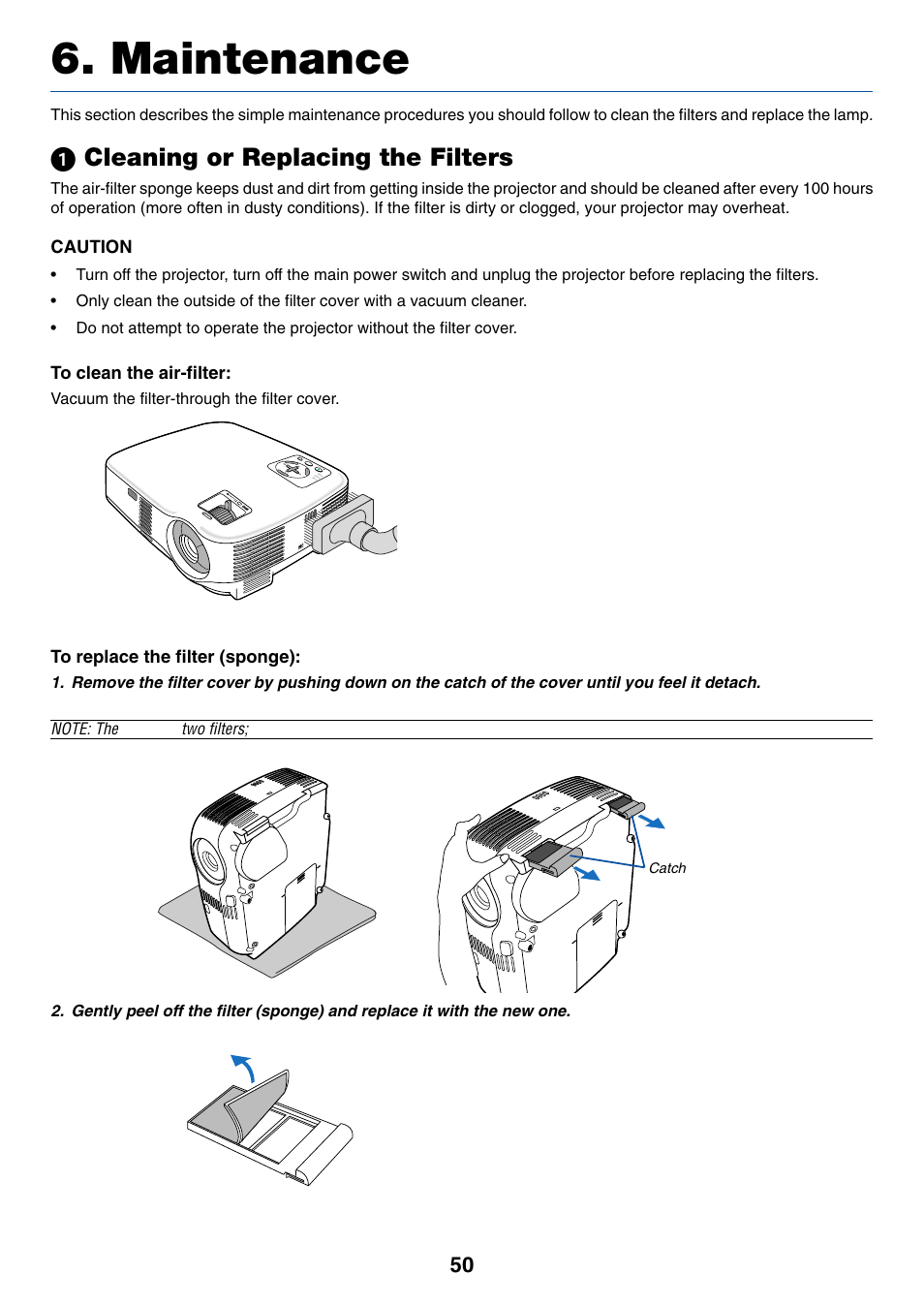 Maintenance, 1) cleaning or replacing the filters, ᕡ cleaning or replacing the filters | Dukane 8777 User Manual | Page 58 / 76