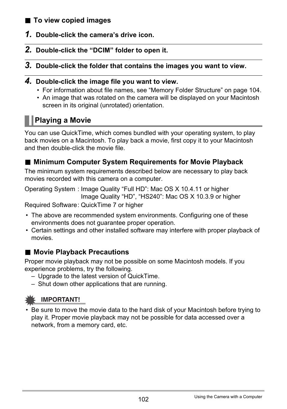 Playing a movie | Casio EX-TR35 User Manual | Page 102 / 142