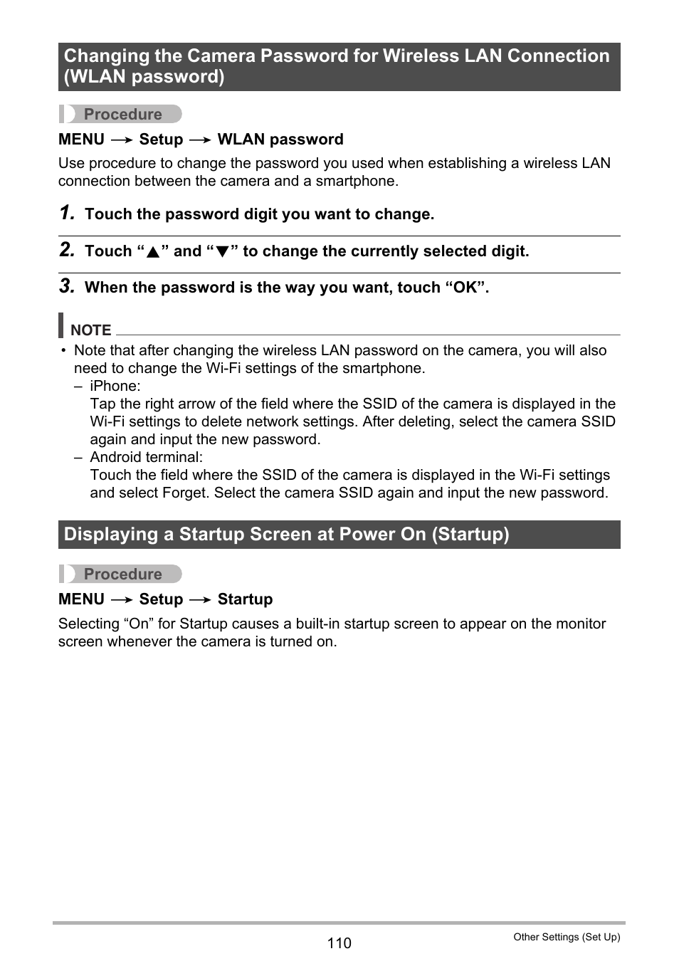 Displaying a startup screen at power on (startup) | Casio EX-TR35 User Manual | Page 110 / 142
