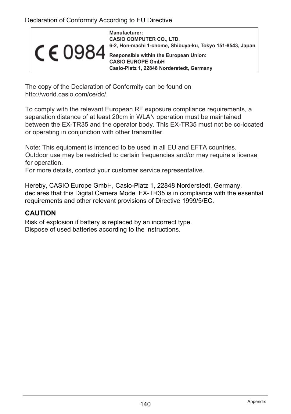 Casio EX-TR35 User Manual | Page 140 / 142
