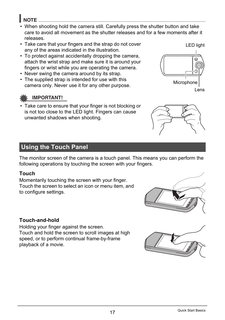 Using the touch panel | Casio EX-TR35 User Manual | Page 17 / 142