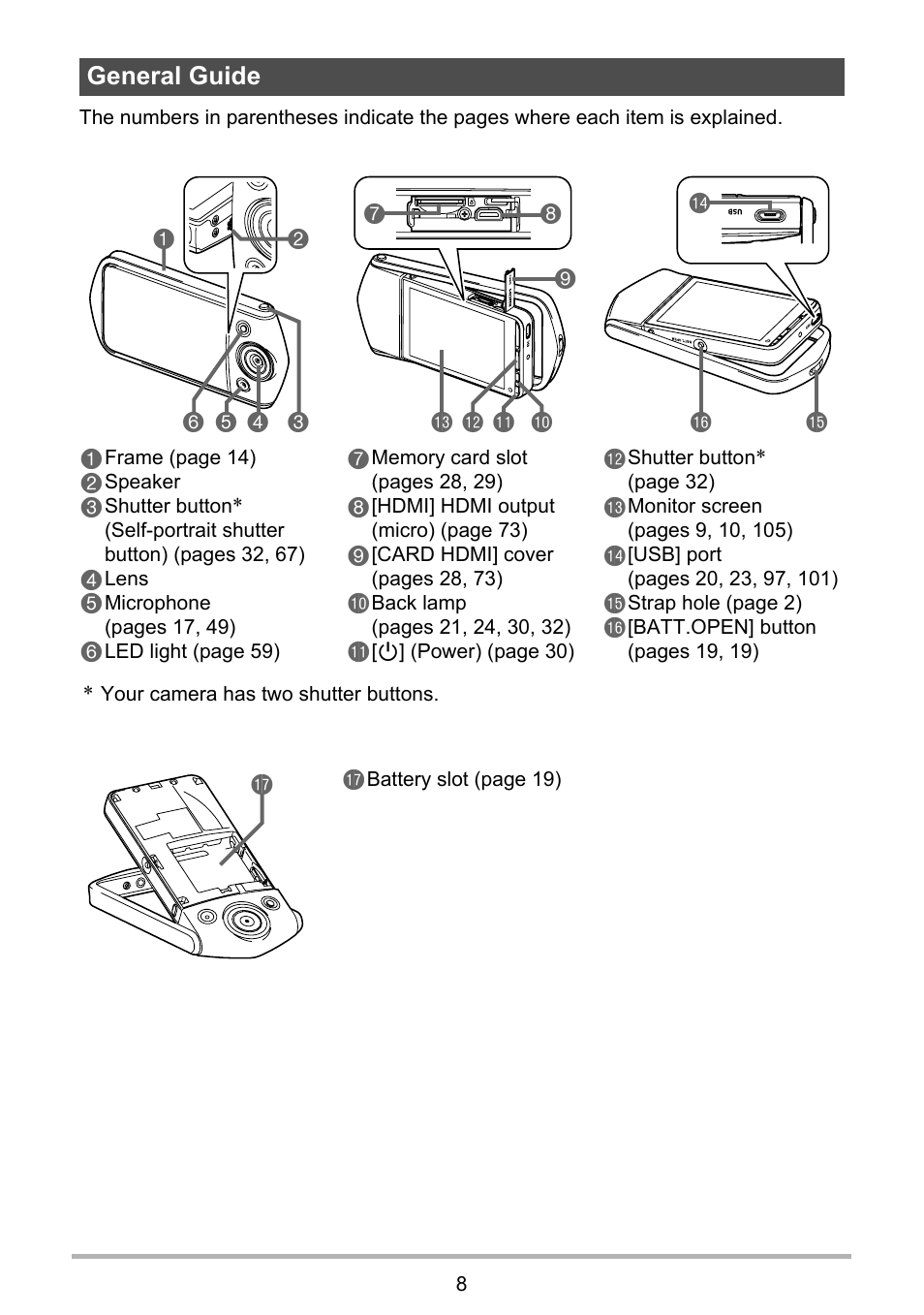 General guide | Casio EX-TR35 User Manual | Page 8 / 142