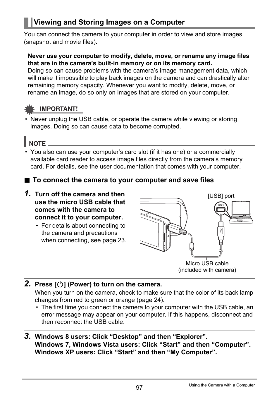 Viewing and storing images on a computer | Casio EX-TR35 User Manual | Page 97 / 142