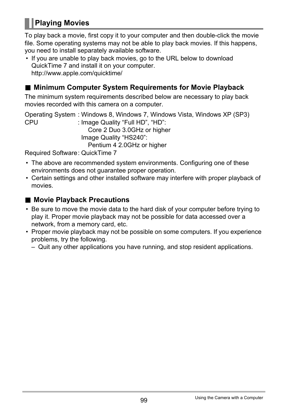 Playing movies | Casio EX-TR35 User Manual | Page 99 / 142