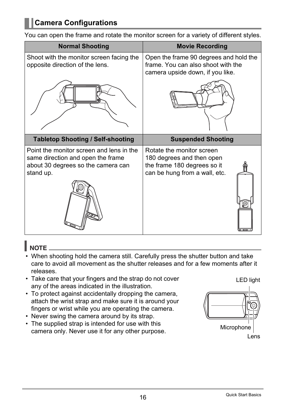 Camera configurations | Casio EX-TR200 User Manual | Page 16 / 129