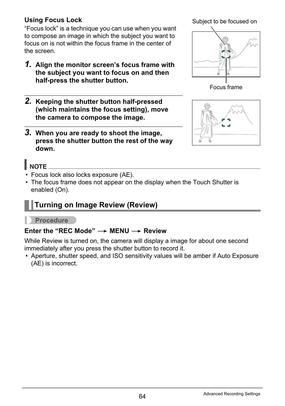 Turning on image review (review) | Casio EX-TR200 User Manual | Page 64 / 129