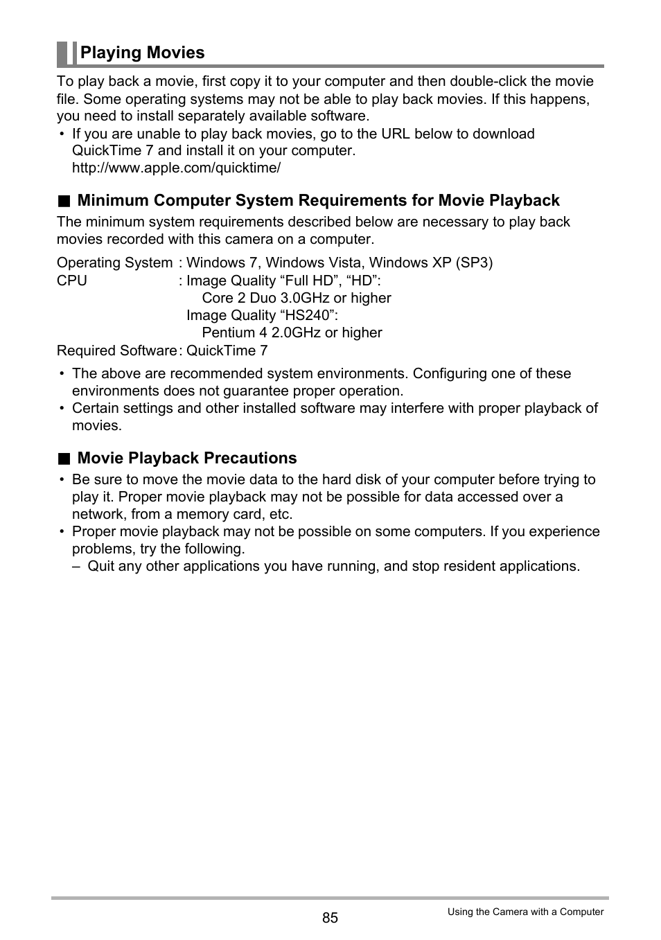 Playing movies | Casio EX-TR200 User Manual | Page 85 / 129