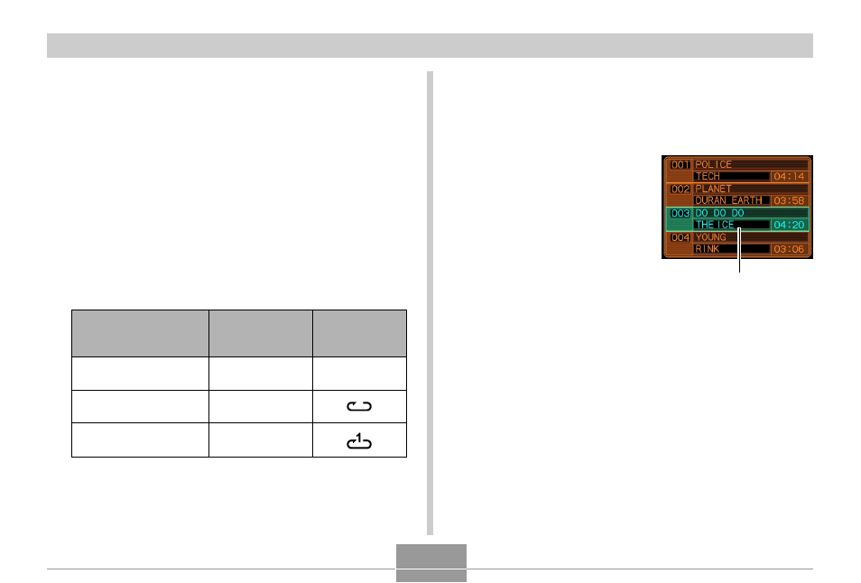 Specifying the audio playback mode, Selecting a specify track for playback | Casio EX-M1 2 User Manual | Page 37 / 53