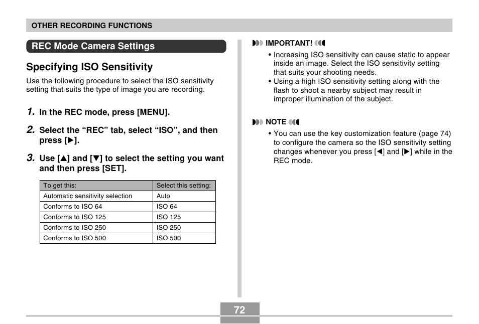 Specifying iso sensitivity | Casio EX-M20 2 User Manual | Page 30 / 35