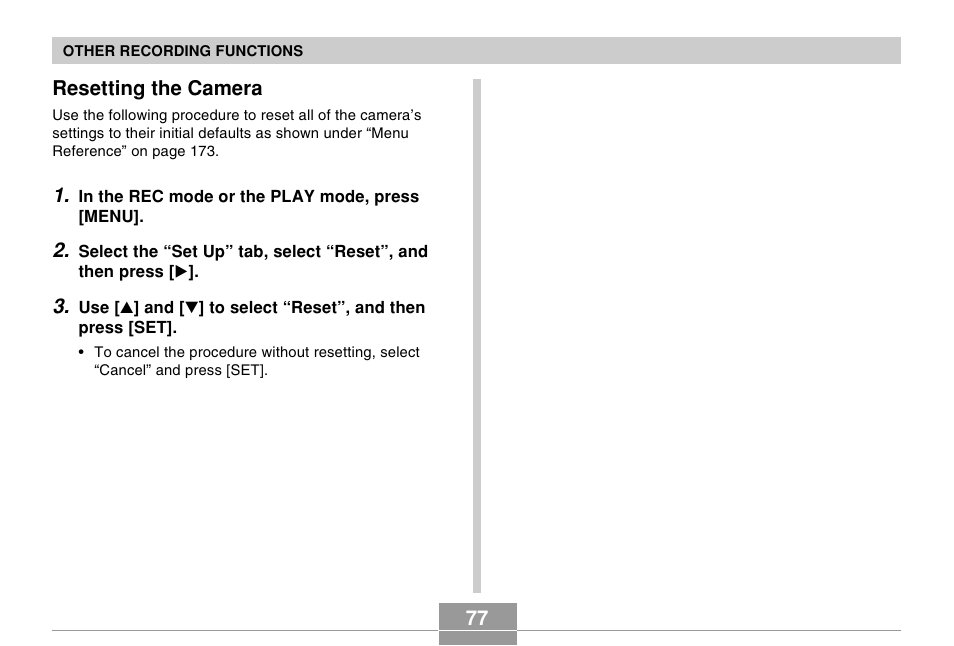 Resetting the camera | Casio EX-M20 2 User Manual | Page 35 / 35
