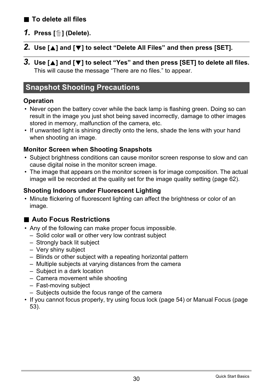 Snapshot shooting precautions | Casio EX-N5 User Manual | Page 30 / 132