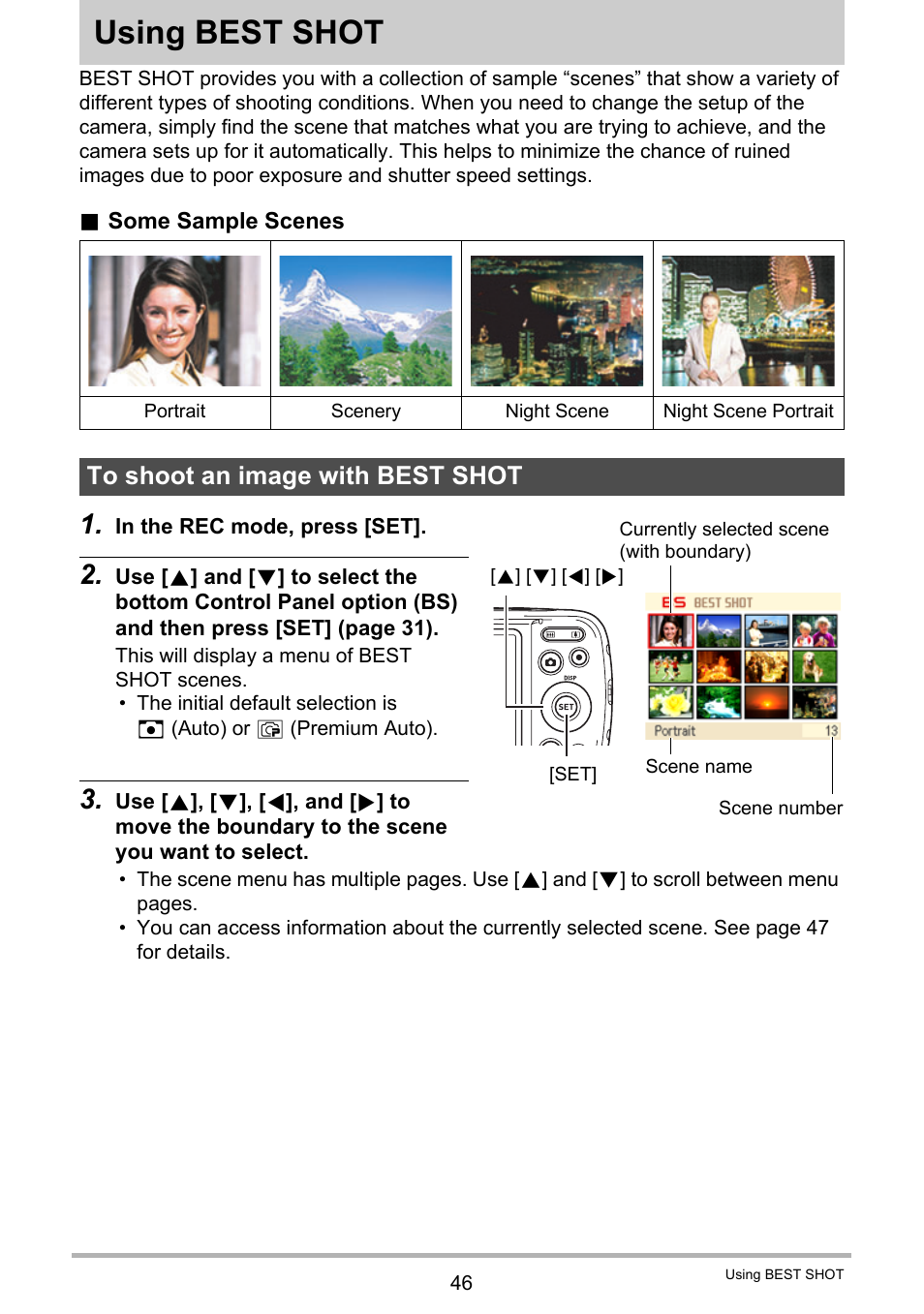 Using best shot, To shoot an image with best shot | Casio EX-N5 User Manual | Page 46 / 132