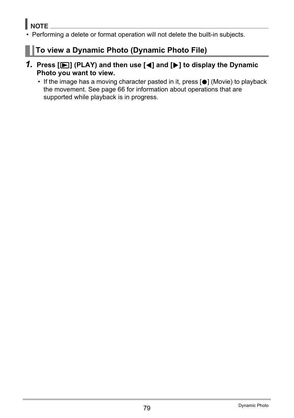 To view a dynamic photo (dynamic photo file) | Casio EX-N5 User Manual | Page 79 / 132