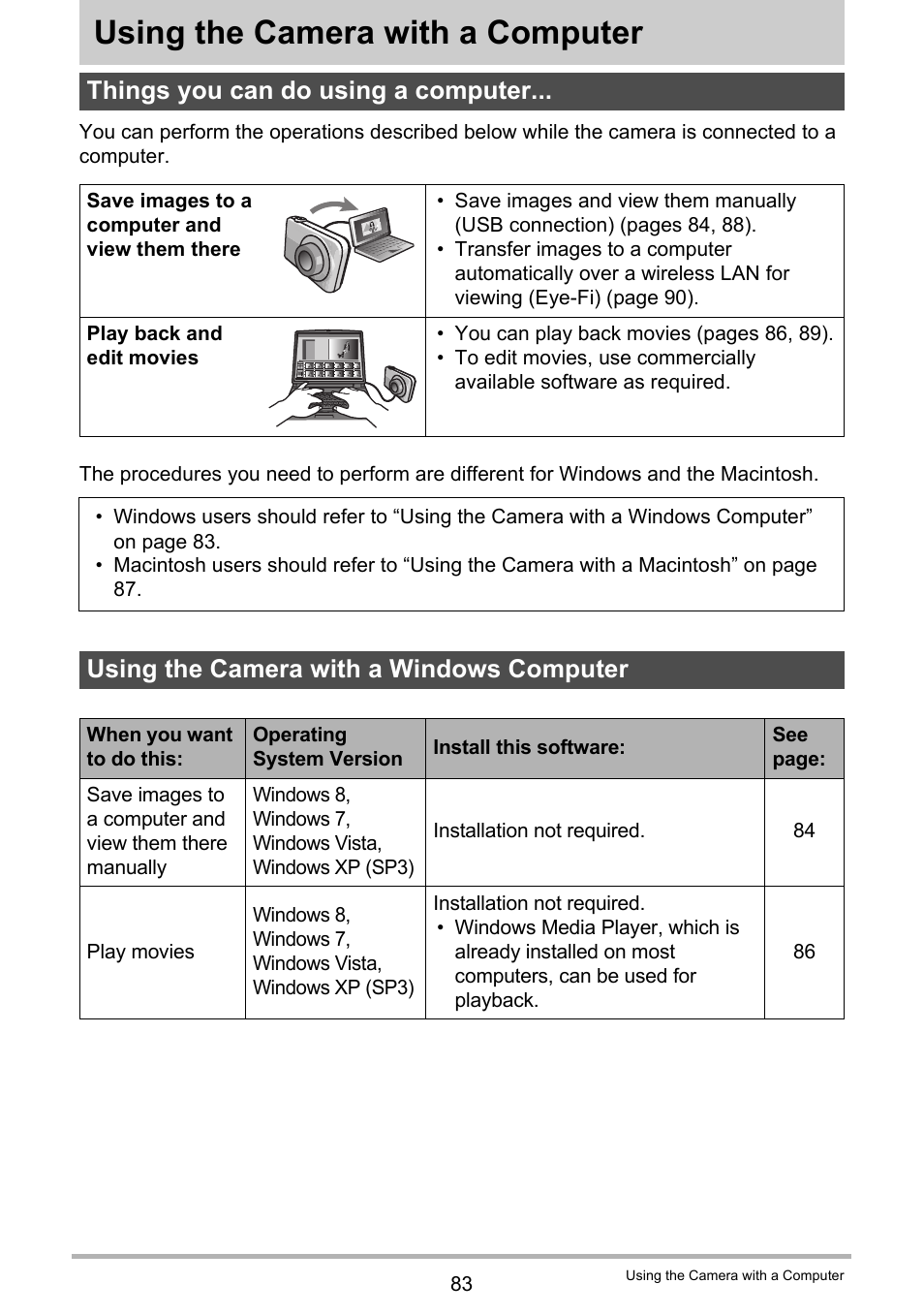 Using the camera with a computer, Things you can do using a computer, Using the camera with a windows computer | Casio EX-N5 User Manual | Page 83 / 132