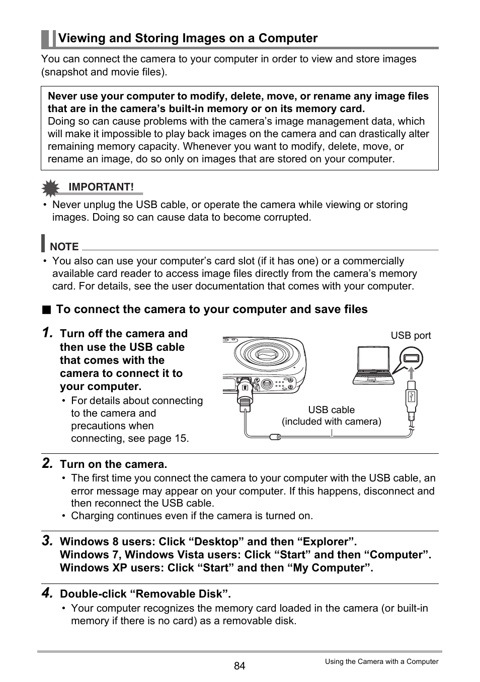 Viewing and storing images on a computer | Casio EX-N5 User Manual | Page 84 / 132