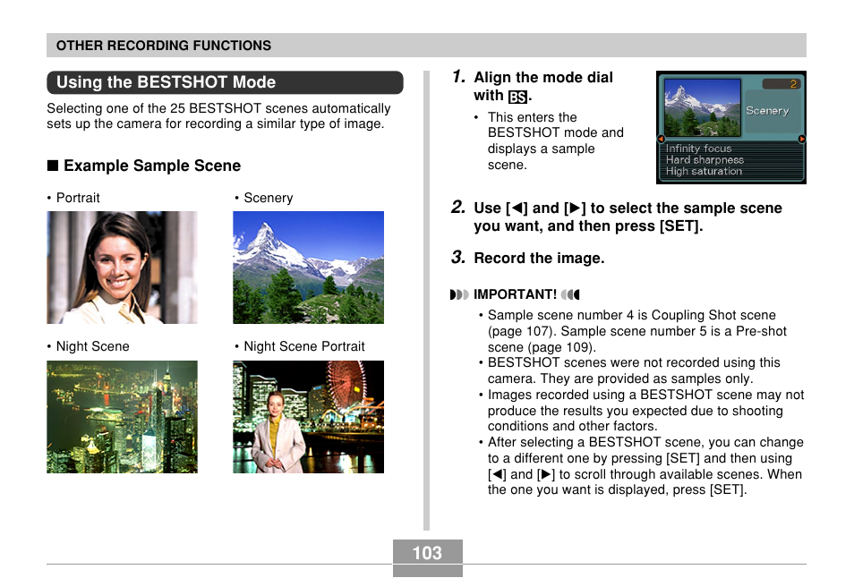 Using the bestshot mode | Casio EX-P600 User Manual | Page 103 / 247