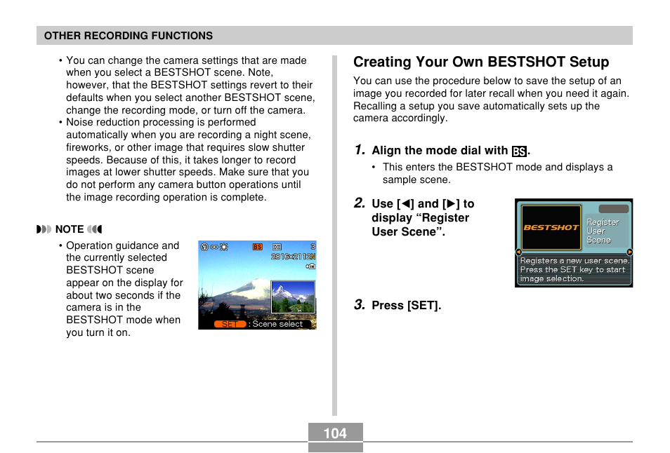 Creating your own bestshot setup | Casio EX-P600 User Manual | Page 104 / 247