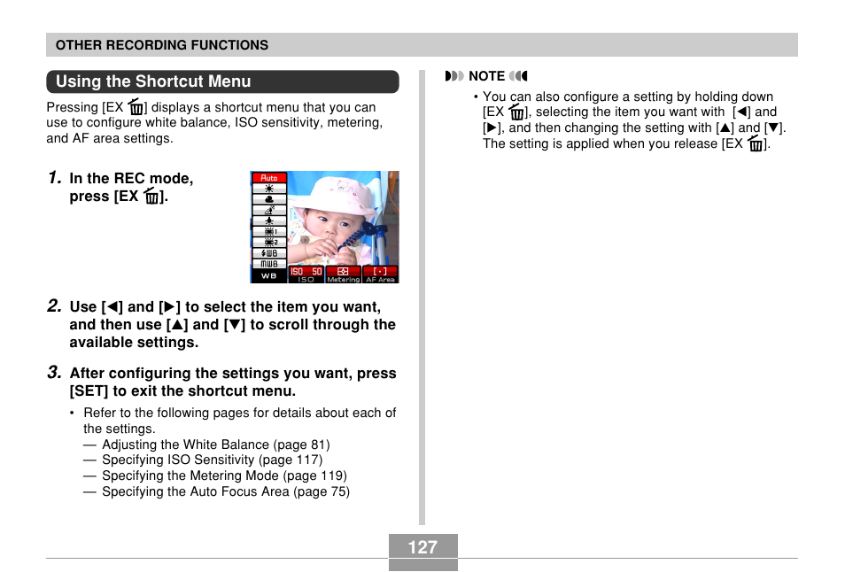 Using the shortcut menu | Casio EX-P600 User Manual | Page 127 / 247