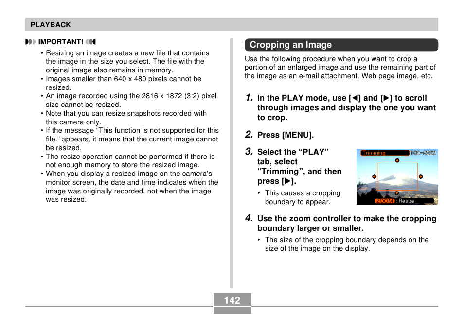 Cropping an image | Casio EX-P600 User Manual | Page 142 / 247