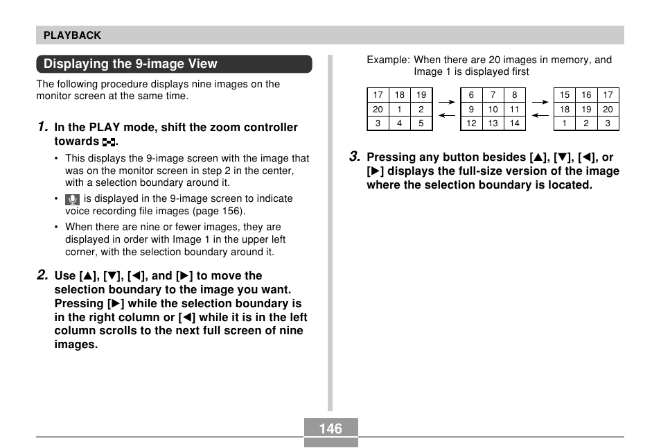 Displaying the 9-image view | Casio EX-P600 User Manual | Page 146 / 247