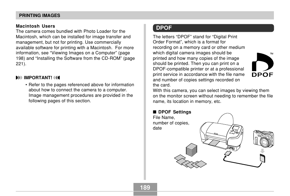 Dpof | Casio EX-P600 User Manual | Page 189 / 247