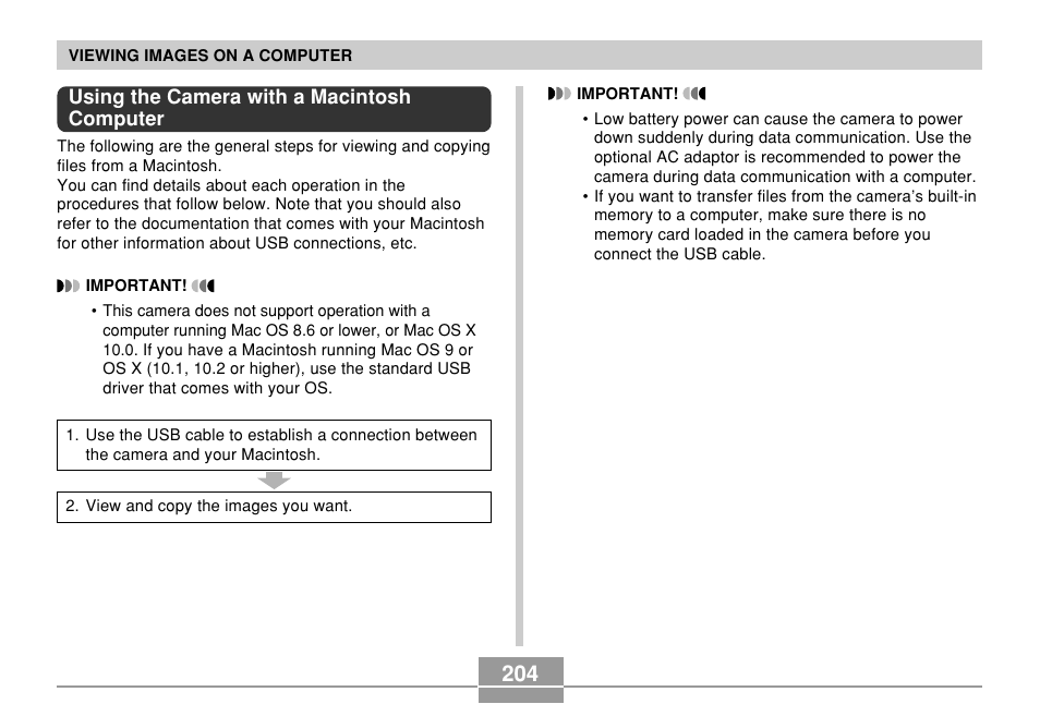 Using the camera with a macintosh computer | Casio EX-P600 User Manual | Page 204 / 247