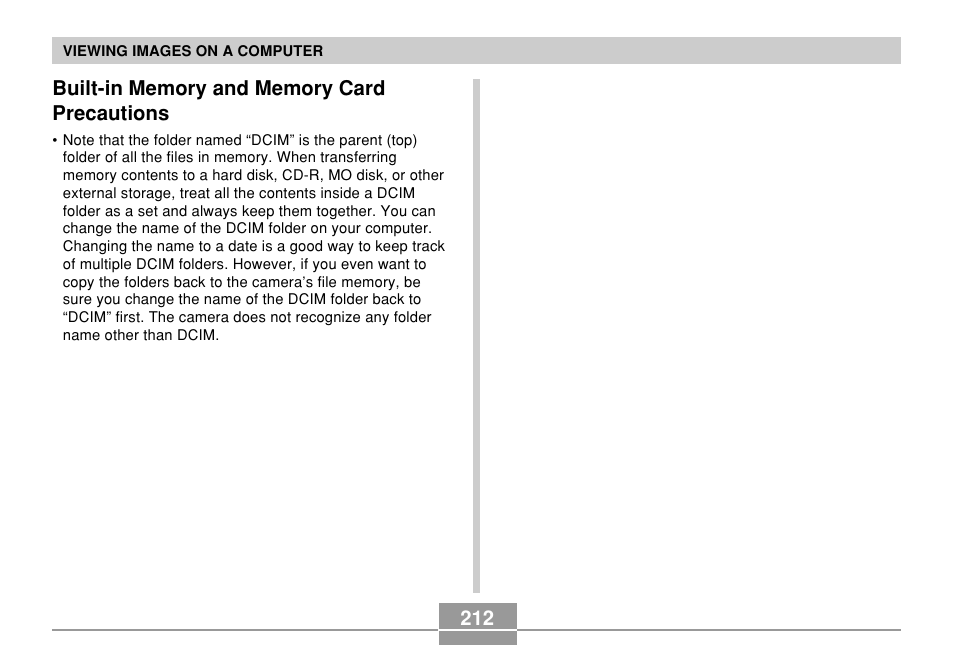 Built-in memory and memory card precautions | Casio EX-P600 User Manual | Page 212 / 247