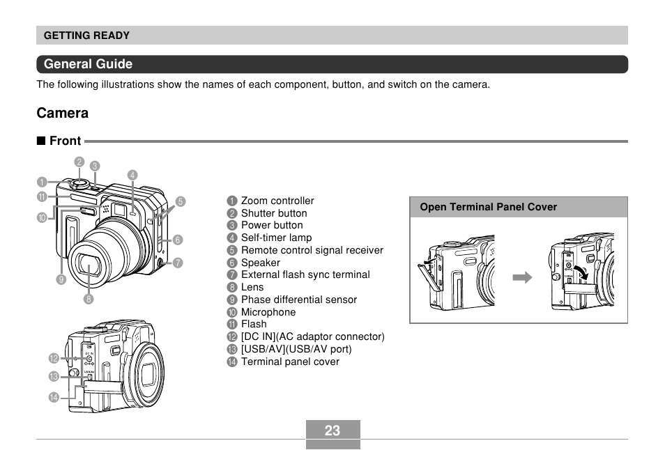 General guide, Camera | Casio EX-P600 User Manual | Page 23 / 247