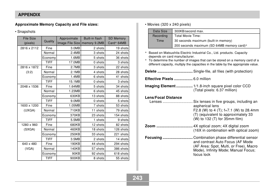 Appendix | Casio EX-P600 User Manual | Page 243 / 247