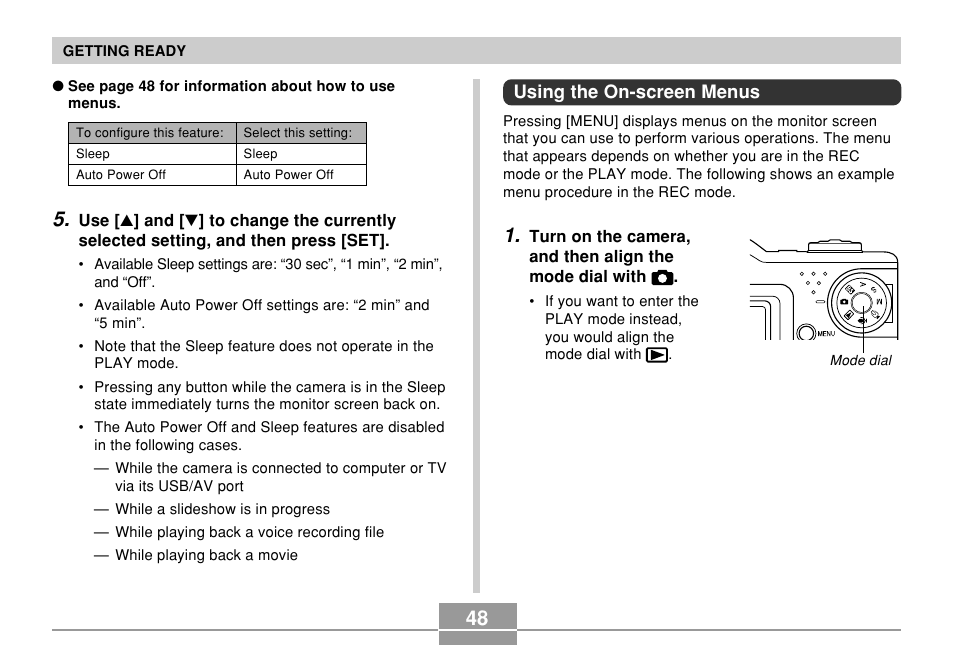 Using the on-screen menus | Casio EX-P600 User Manual | Page 48 / 247