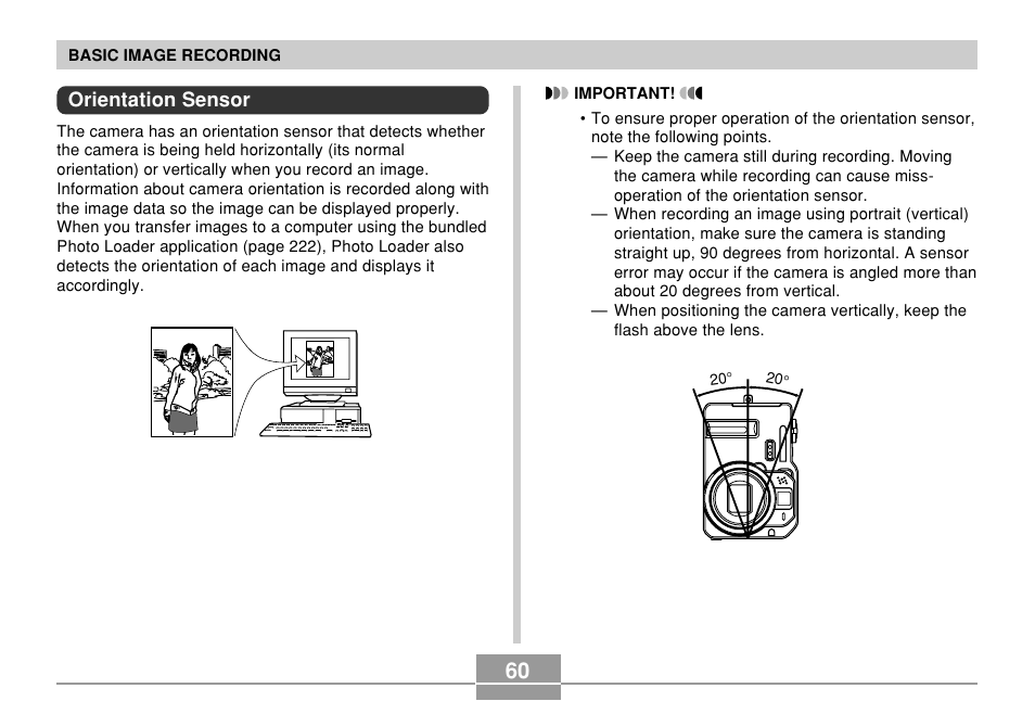 Orientation sensor | Casio EX-P600 User Manual | Page 60 / 247